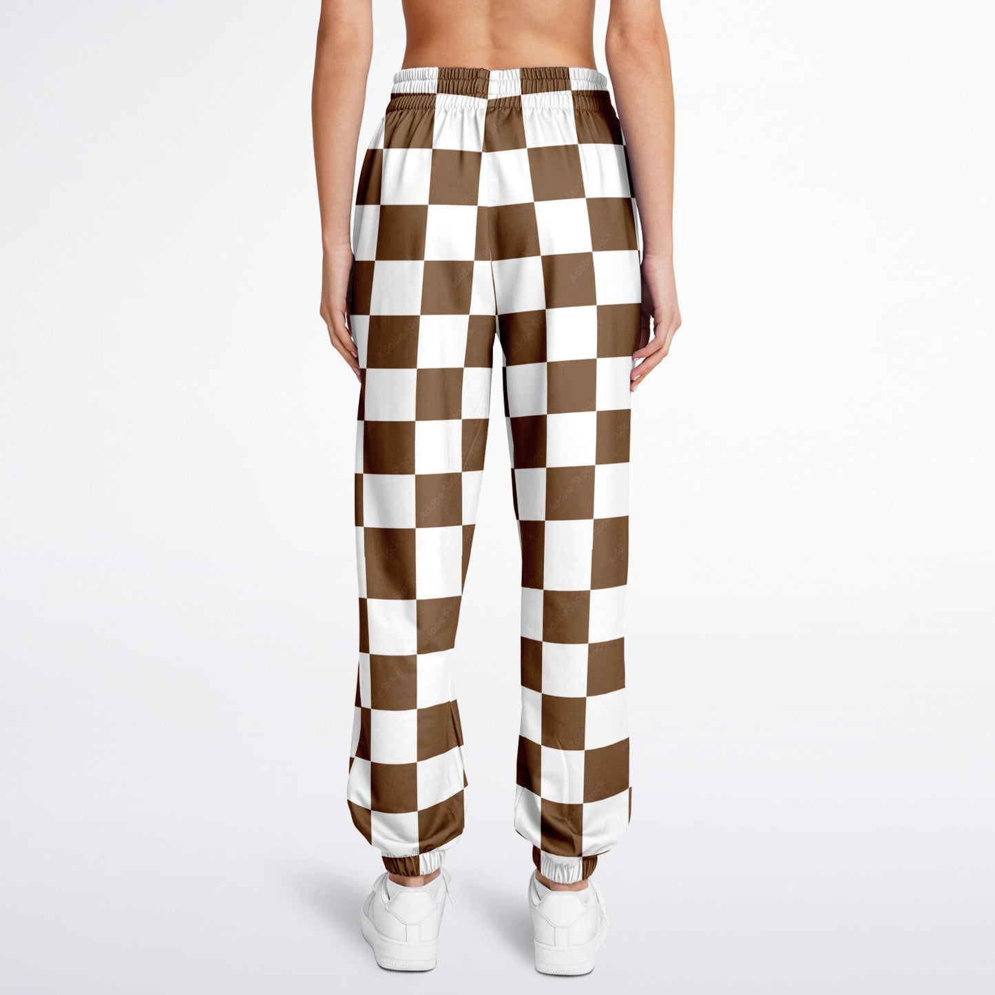 Mocha & White Checkered Athletic Sweatpants