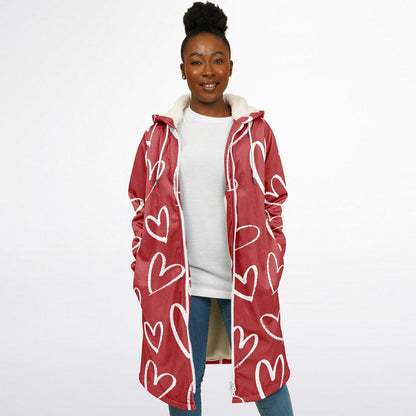 Red with White Hearts Zipper Cloak