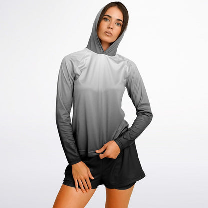 Women's Long Sleeve Hooded Performance Shirt - Gradient Gray copy