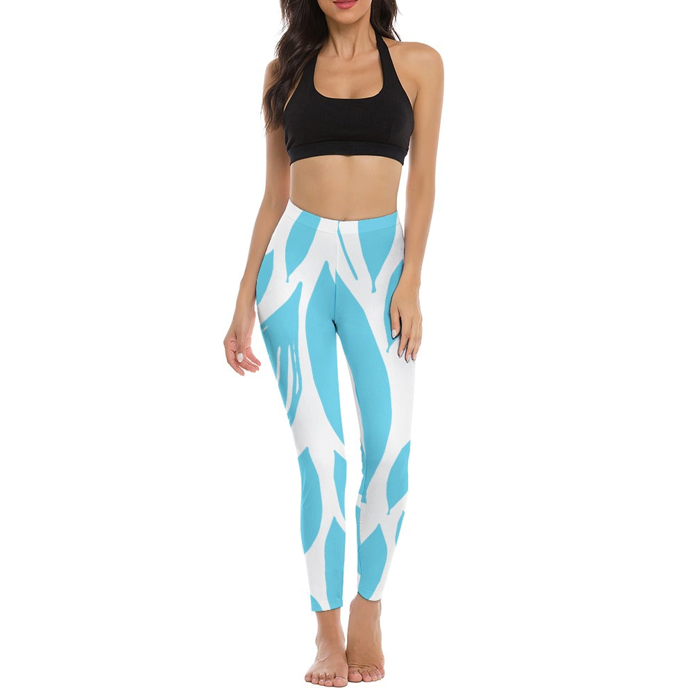 Soft Ladies Pattern Teal & White Yoga Pants