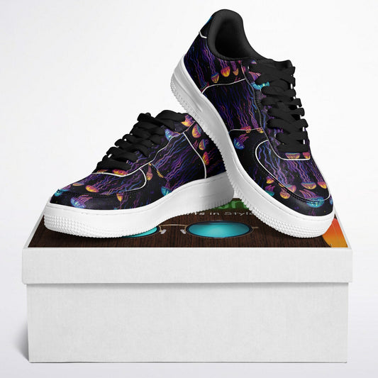 Core Low Shoes, Blue & Purple Jellyfish Sneakers, Ocean-Inspired Low Tops, Creative Sea Life Shoes, Custom Shoes