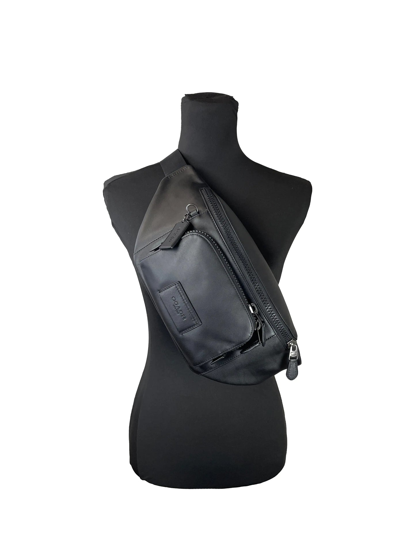 Coach Black Leather Track Leather Belt Bag