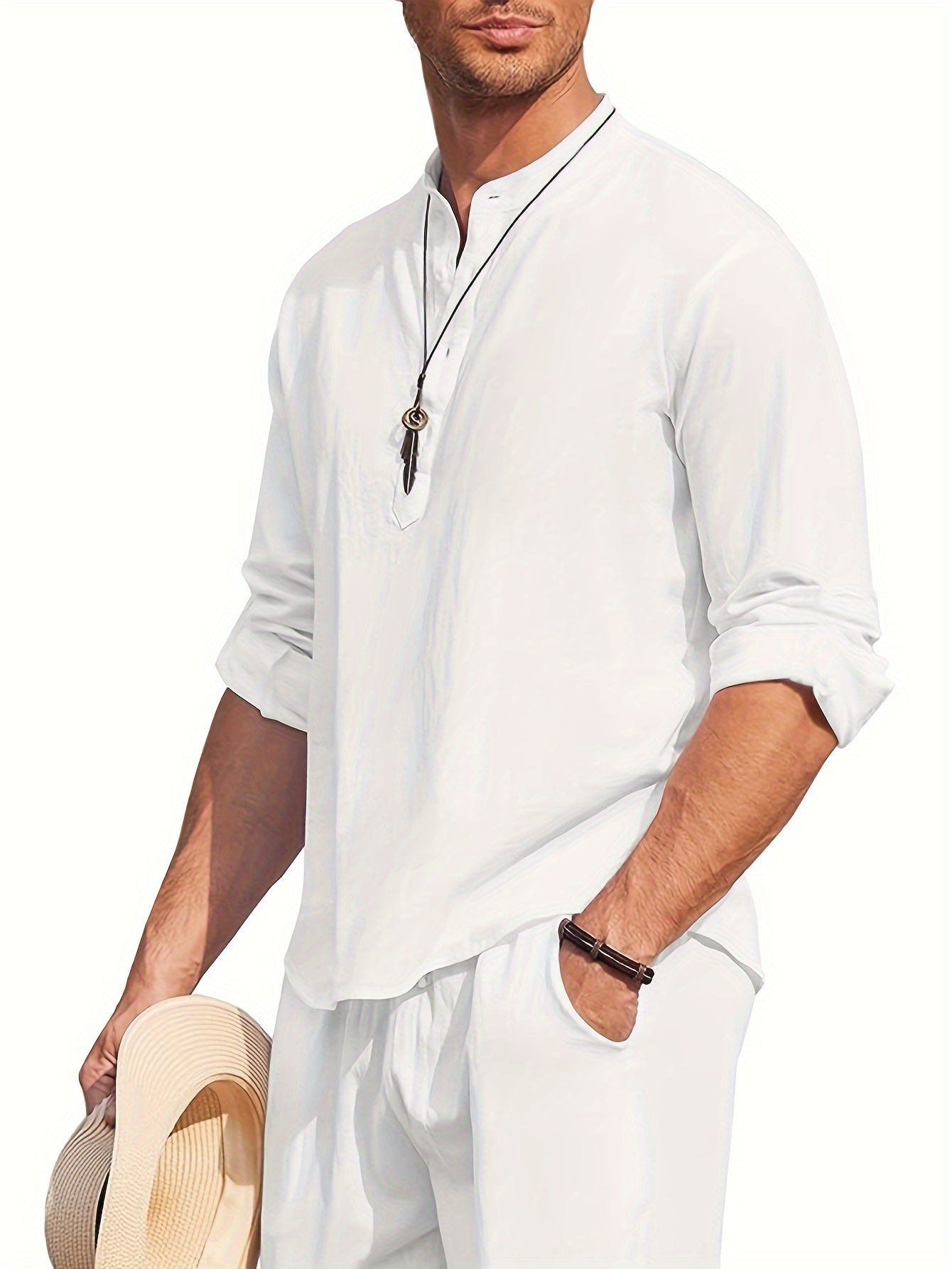 Men's Bohemian Renaissance Shirt - Loose Fit Long Sleeve Button-Up Blouse, Non-Stretch Fabric for Yoga, Casual Outfits, Formal Events - All-Season Elegant Tops for Men - Easy Care Button Front Closure, Yoga Attire, Hippie Sty