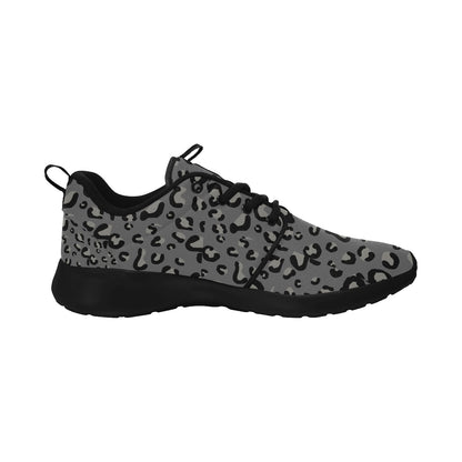 Black Leopard Women Breathable Mesh Sneakers, Gray Cheetah Animal Ladies  Lace Up Running Designer Casual Sports Shoes TrainersWomen's Sneakers