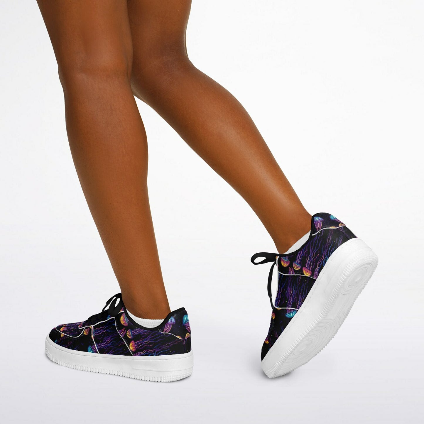 Core Low Shoes, Blue & Purple Jellyfish Sneakers, Ocean-Inspired Low Tops, Creative Sea Life Shoes, Custom Shoes