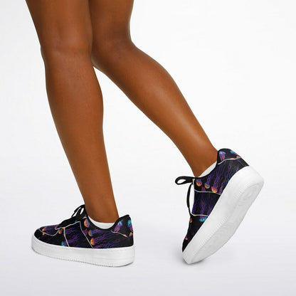 Low Top Shoes, Blue & Purple Jellyfish Sneakers, Ocean-Inspired Low Tops, Creative Sea Life Shoes, Custom Shoes