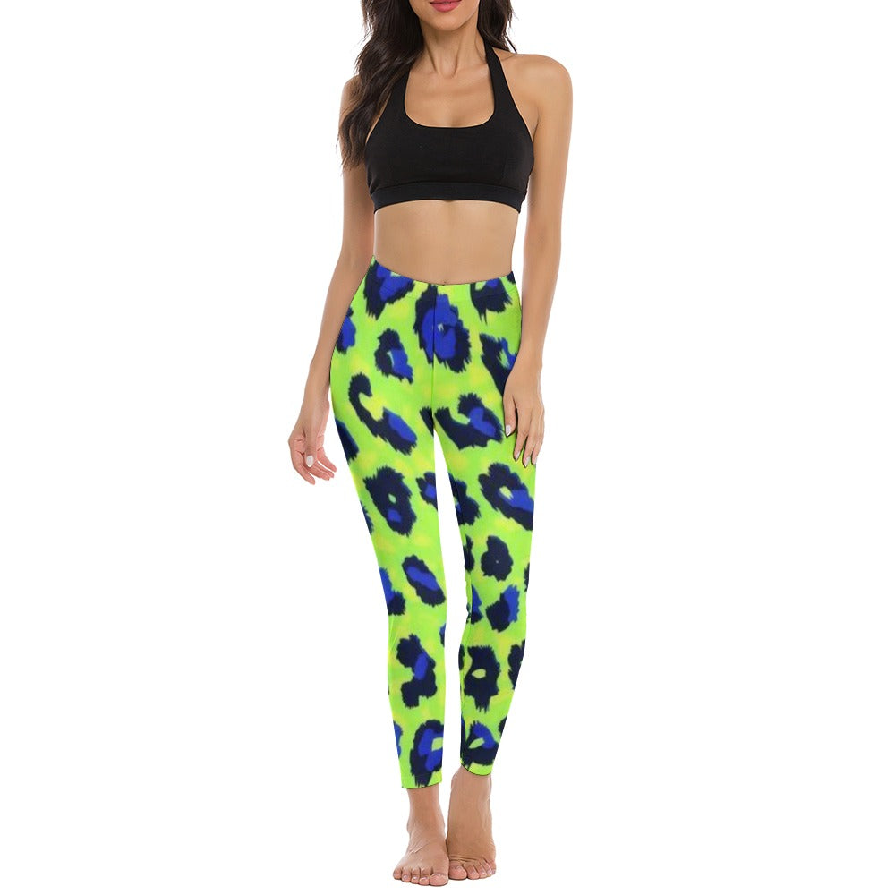 Soft Ladies Green Leopard Spotted Yoga Pants