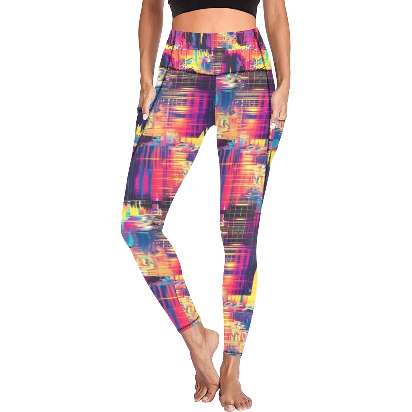 Multicolor All Over Print Leggings with Pockets