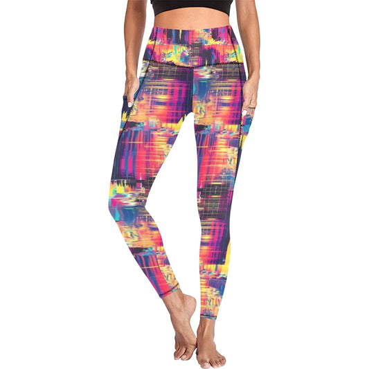 Multicolor All Over Print Leggings with Pockets