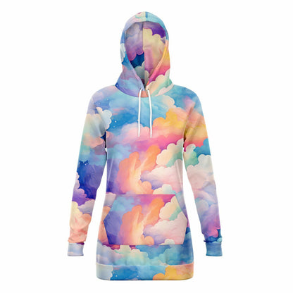 Athletic Longline Hoodie - #sky#cloud#painting#watercolor#colorful#pattern