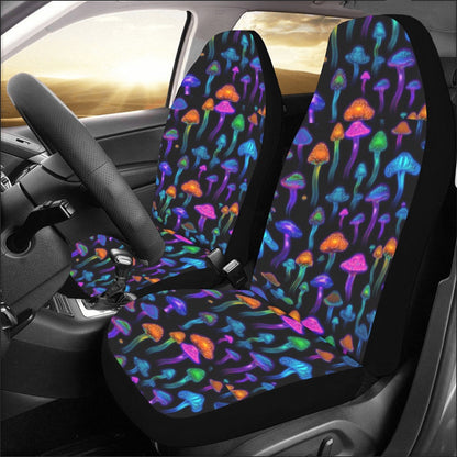 Magic Mushroom World Car Seat Cover For Men & Women, Cute Purple Mushroom Front Bucket Seat Cover For Car Vehicle, Nature seat cover Car Seat Covers (Set of 2)