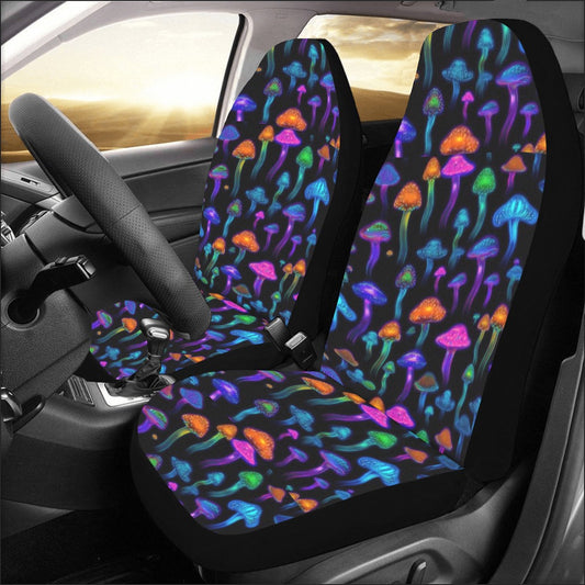 Magic Mushroom World Car Seat Cover For Men & Women, Cute Purple Mushroom Front Bucket Seat Cover For Car Vehicle, Nature seat cover Car Seat Covers (Set of 2)