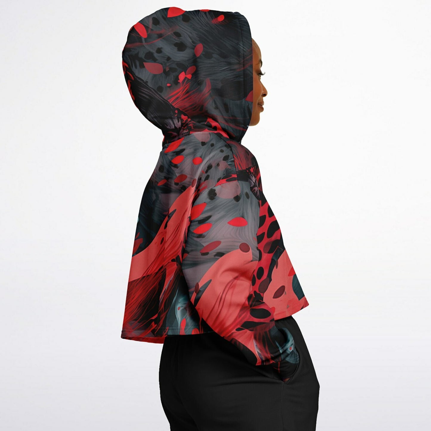 Black Red  Leopard Athletic Hoodie