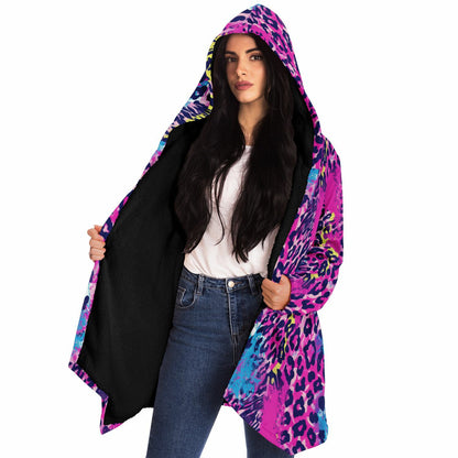 Take a Walk on the Wild Side - Abstract Cheetah Spots, Vibrant Animal Print Hooded Wrap