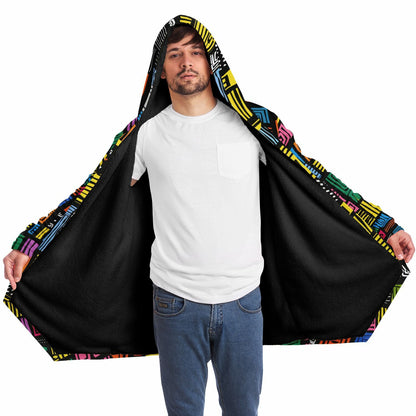Microfleece Cloak – Vibrant Kaleidoscopic Mandala Hoodie Cape | Boho Festival Streetwear Wrap