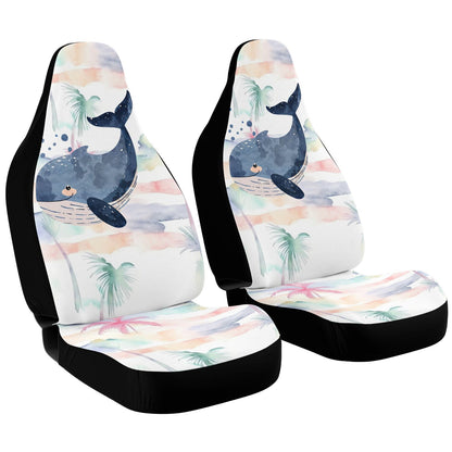 Whimsical Whale Car Seat Cover – Cute Watercolor Marine Life with Bubbles & Ocean Charm