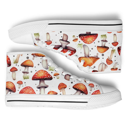 Urban Peak High Top Shoes | Colorful Mushroom Print Sneakers | Creative Nature-Inspired Streetwear