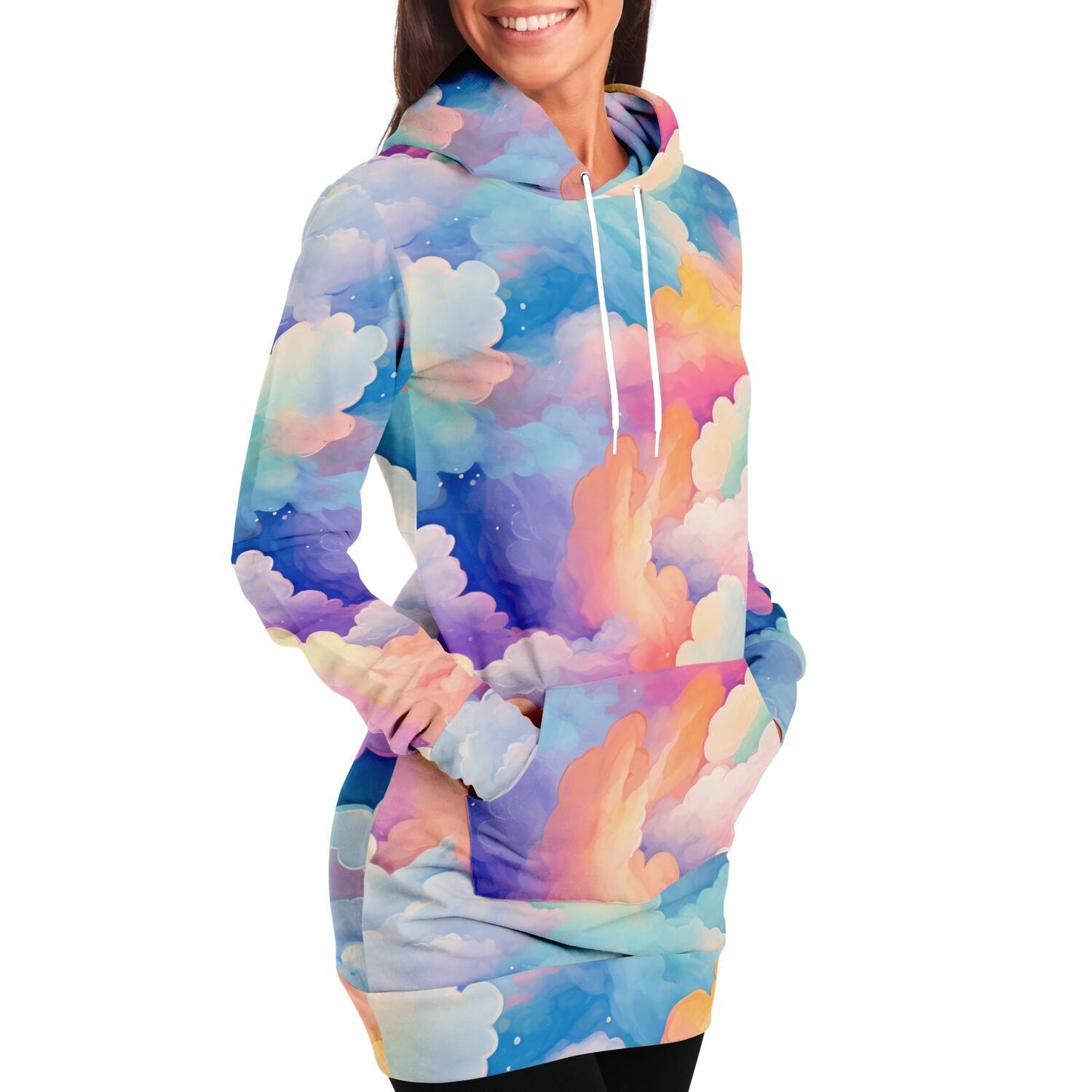 Athletic Longline Hoodie - #sky#cloud#painting#watercolor#colorful#pattern#seamless#background