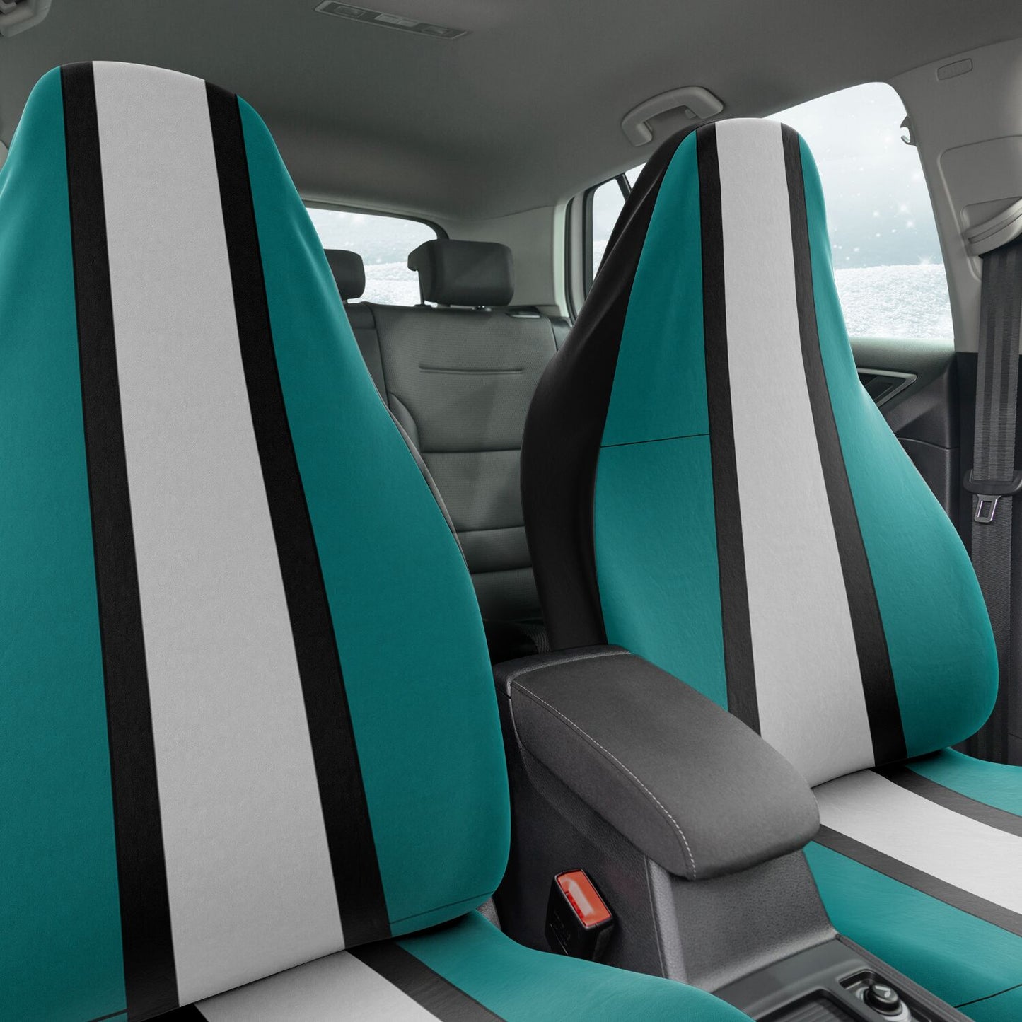 Teal Charcoal & Gray Car Seat Covers – Stylish Modern Auto Protection Unique Gift Superb Quality Custom Design