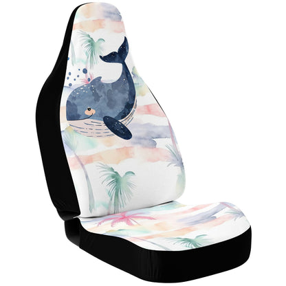 Whimsical Whale Car Seat Cover – Cute Watercolor Marine Life with Bubbles & Ocean Charm