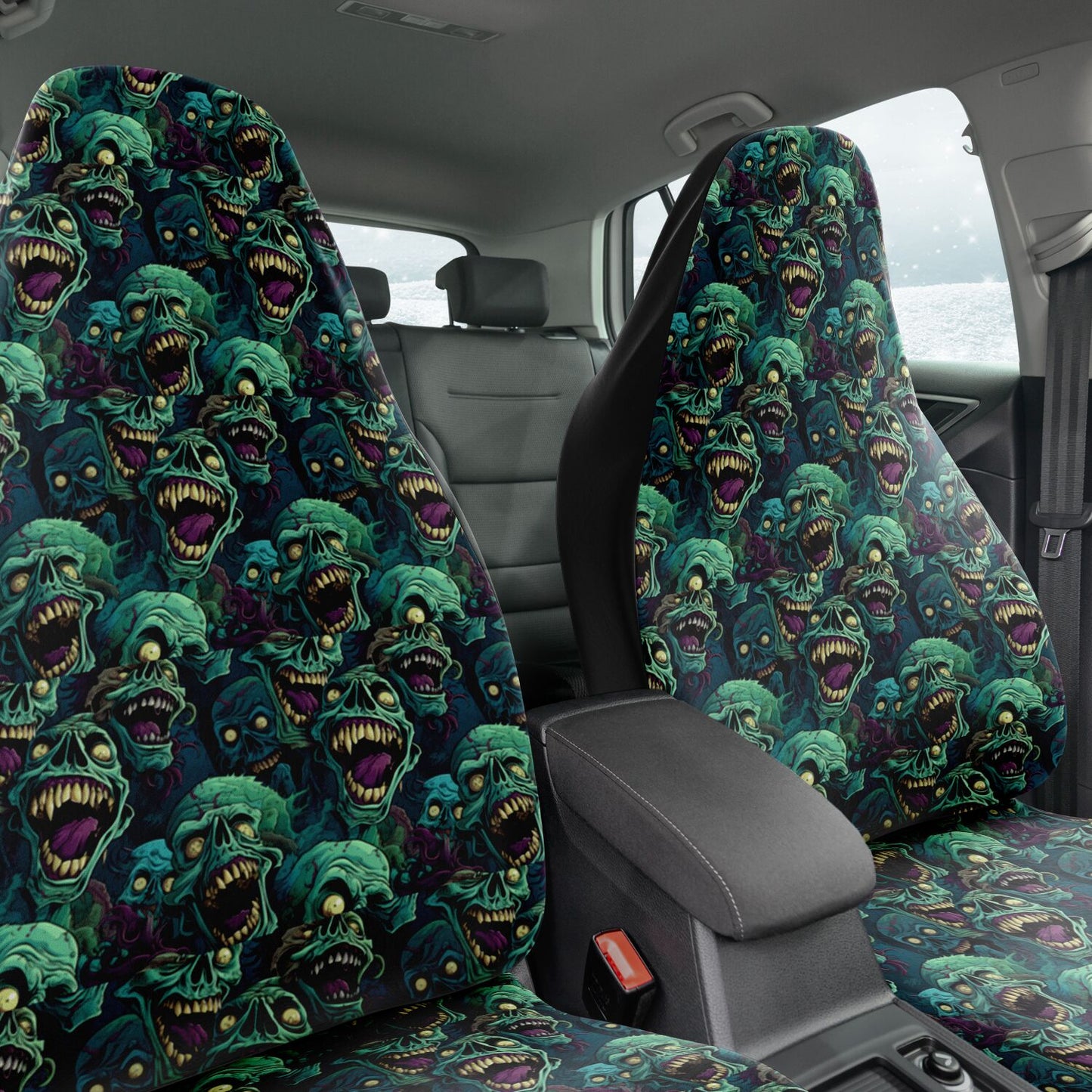 Zombie Heads Laughing Car Seat Covers – Creepy & Creative Style