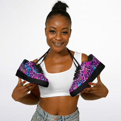 Vibrant Cheetah Print Sneakers with Bold Brush Strokes Men's and Women's