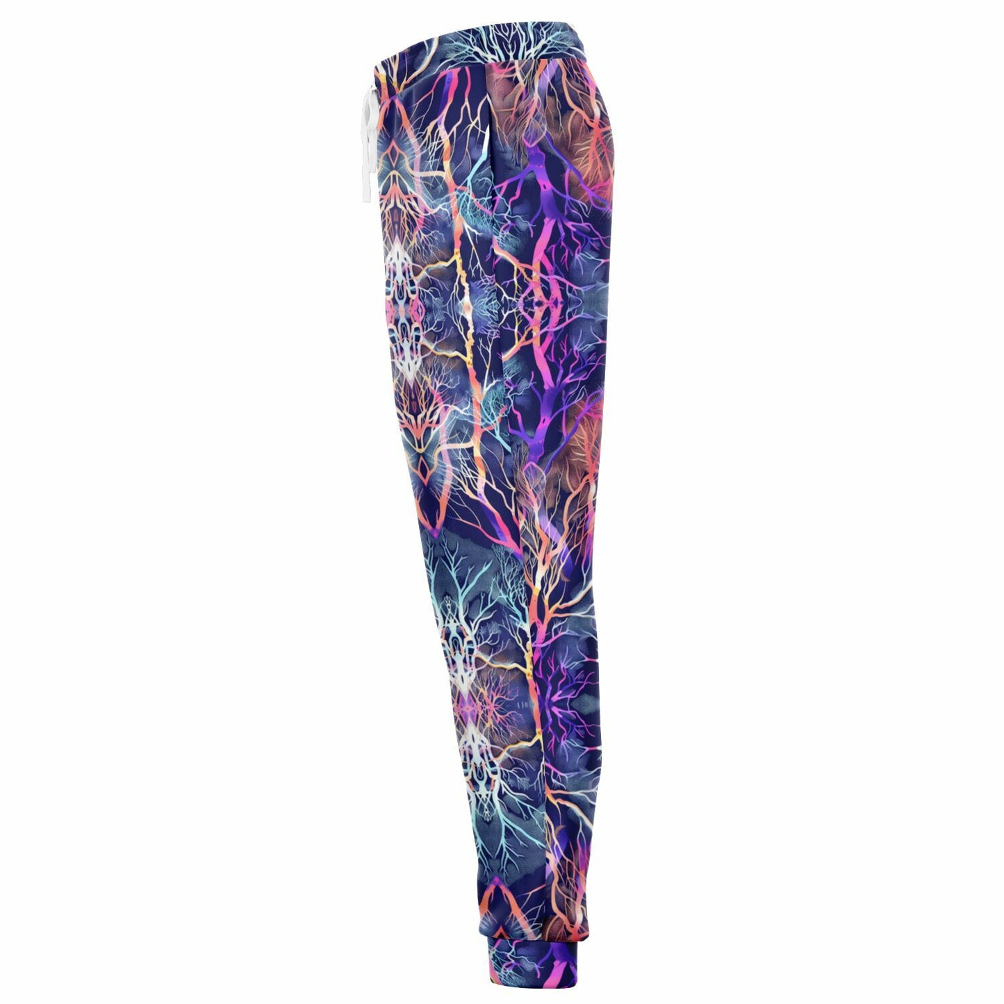 Athletic Jogger with Tree Branch Gradient – Vibrant Fantasy Coral & Neon Pattern Unique Custom Design