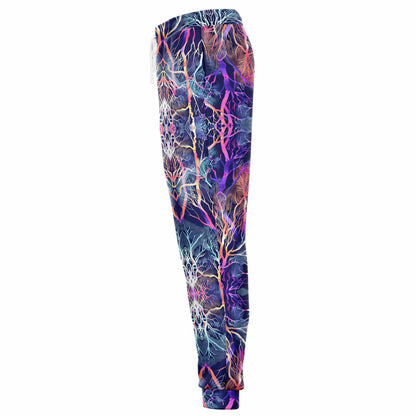 Athletic Jogger with Tree Branch Gradient – Vibrant Fantasy Coral & Neon Pattern Unique Custom Design