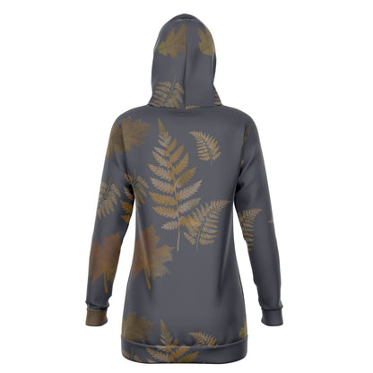 Forest Leaves Fern Hoodie Dress