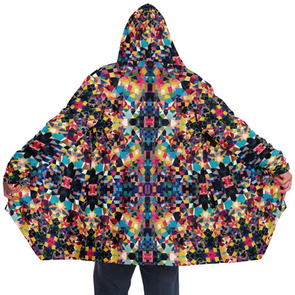 Vibrant Kaleidoscopic Mosaic Geometric Patterned Cloak, Colorful Boho Wrap