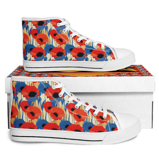 Urban Peak High Top Shoes | Abstract Poppy & Blue Flower Design