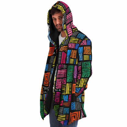Microfleece Cloak – Vibrant Kaleidoscopic Mandala Hoodie Cape | Boho Festival Streetwear Wrap