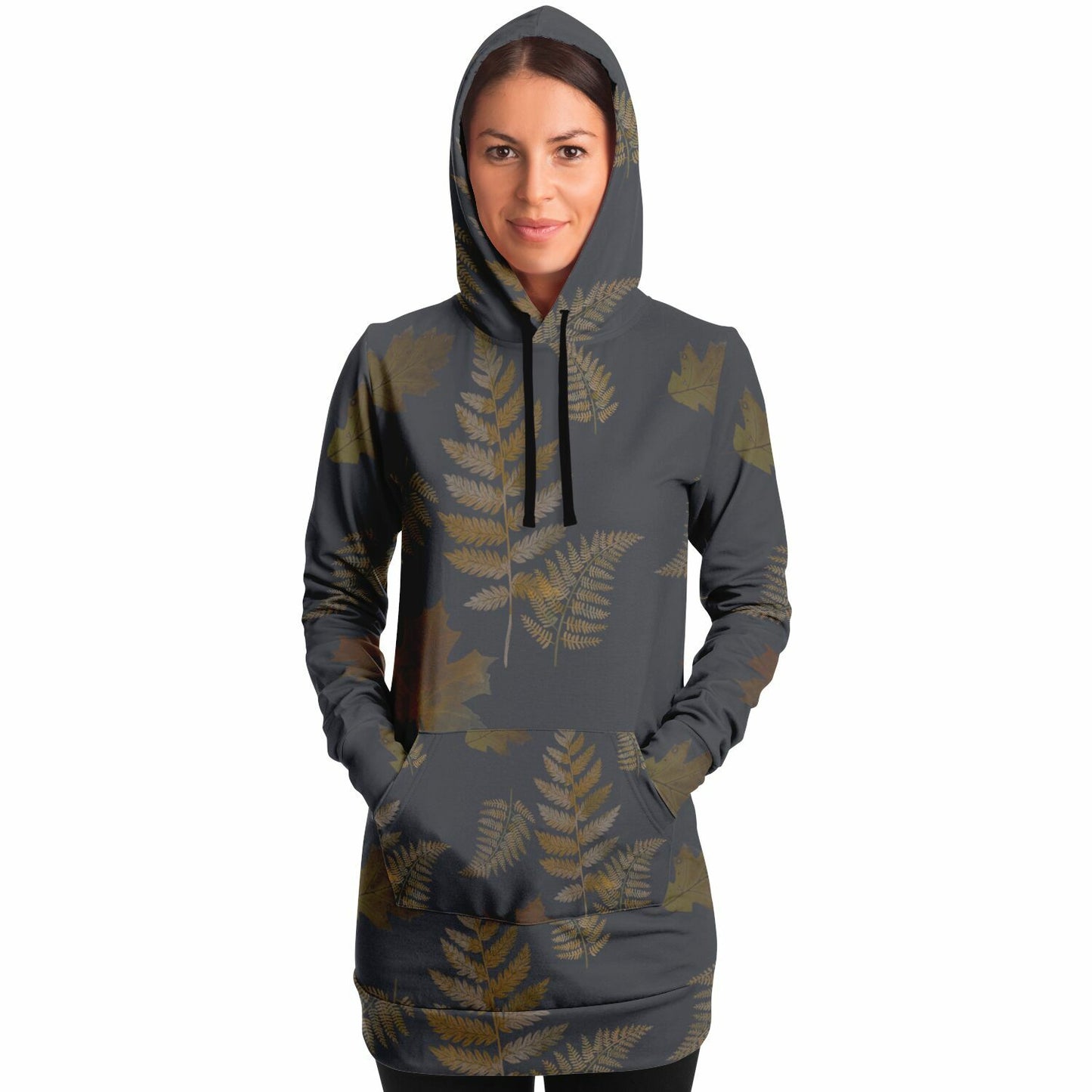 Forest Leaves Fern Hoodie Dress