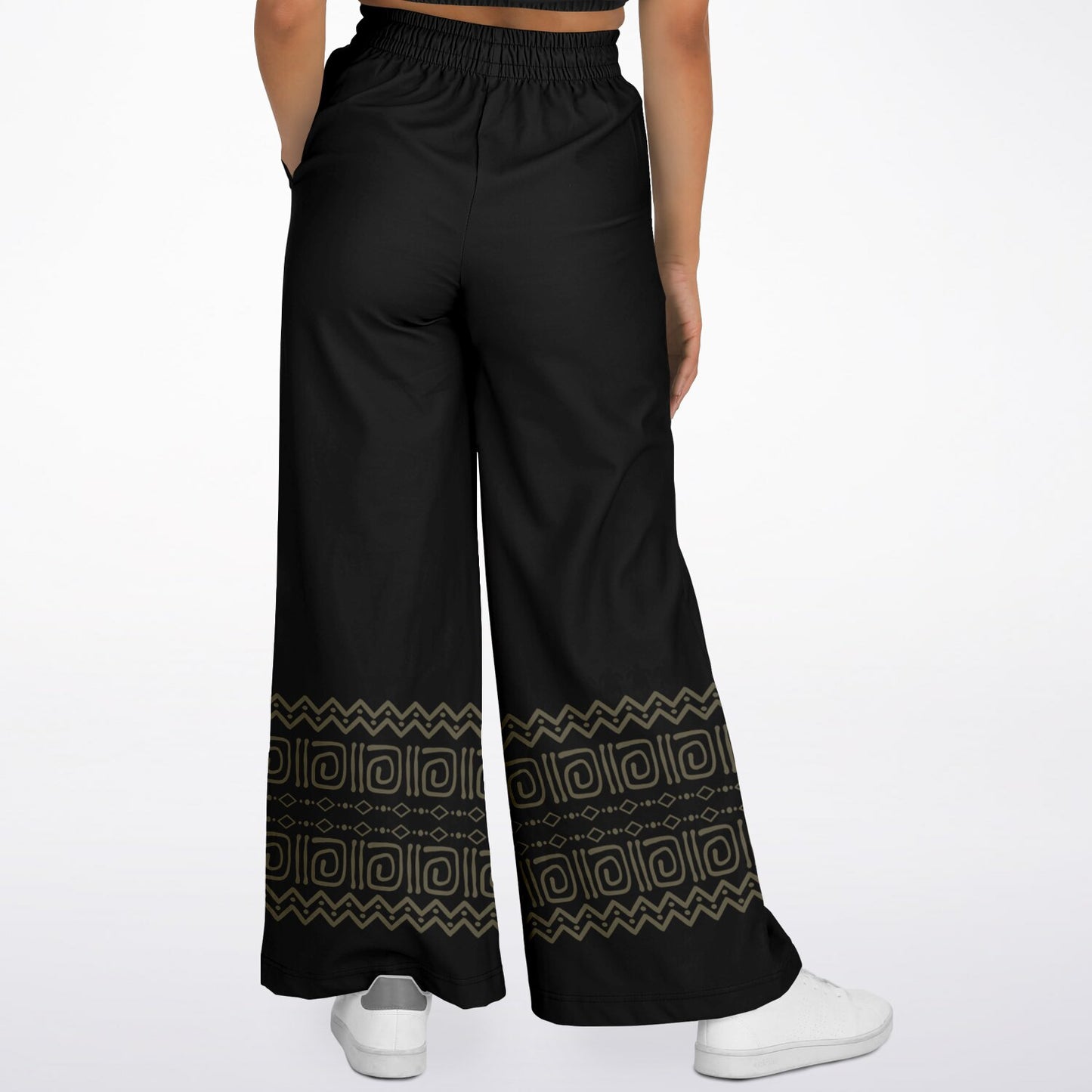 Boho Tribal Flare Joggers – Full Length Festival Pants, Hand Block Print Flare Trousers & Activewear Athletic