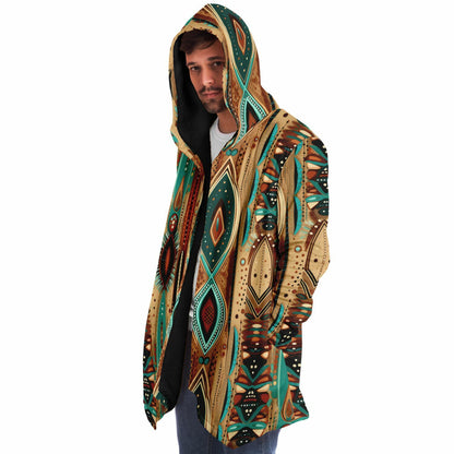 Earth-Tone Hooded Cloak – Tribal Coat for Boho Men & Boho Mom Style | Artistic Fashion