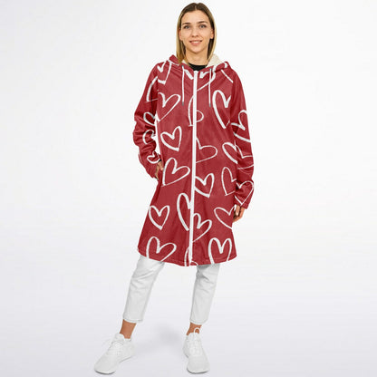 Red with White Hearts Zipper Cloak