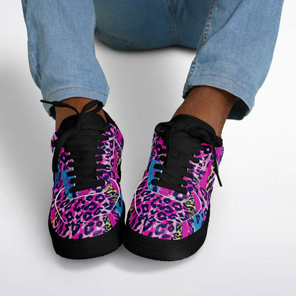 Vibrant Cheetah Print Sneakers with Bold Brush Strokes Men's and Women's