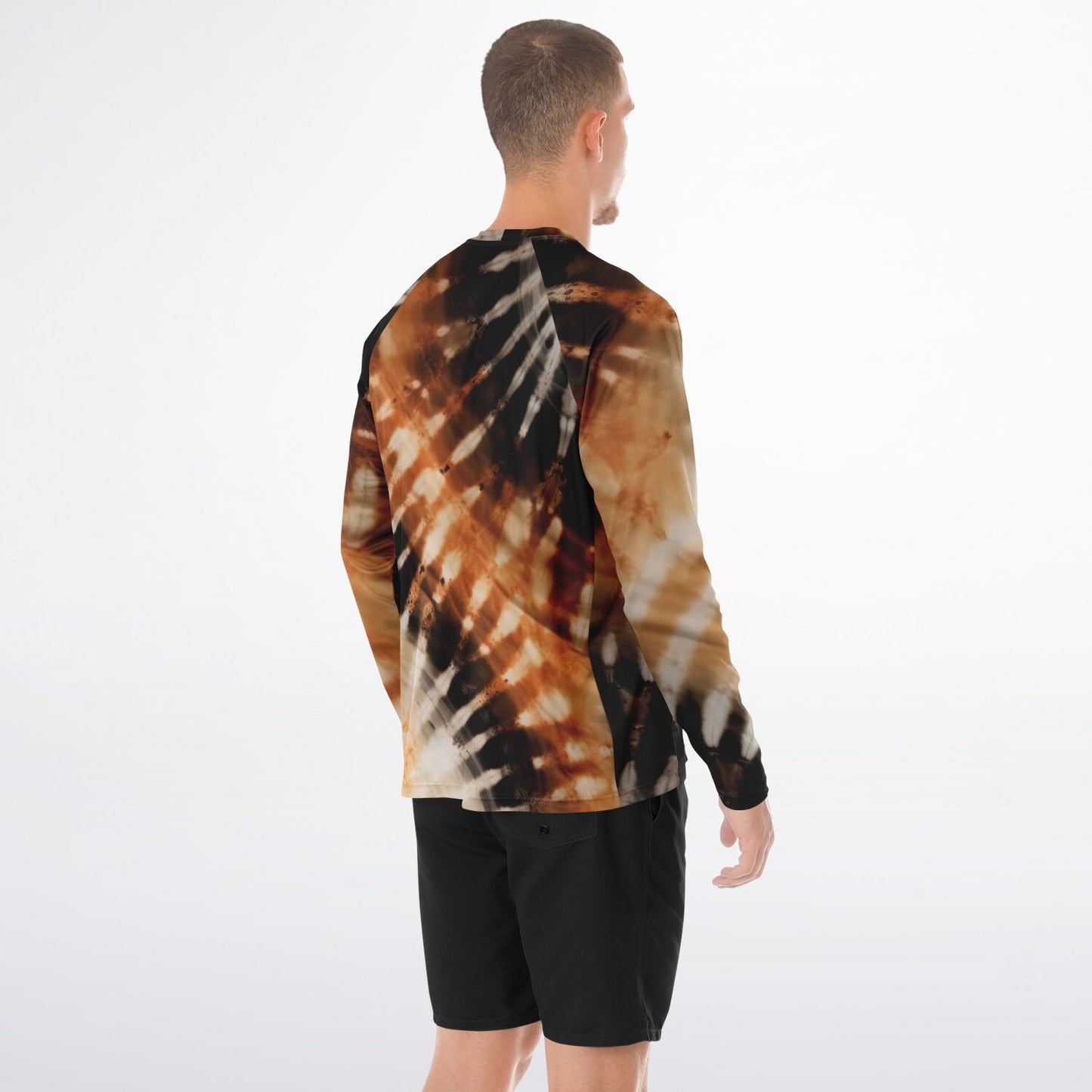 Men’s Long Sleeve Performance Shirt | Tie-Dye Bohemian Abstract Design