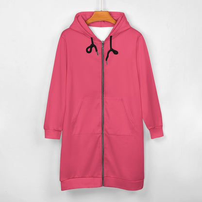 Edgy Sweatshirt Dress, Long Hoodie in Watermelon, Cozy Sweater, Comfy Sweatshirt, Knee- Length Sweater, Stylish Sweatshirt with Hood