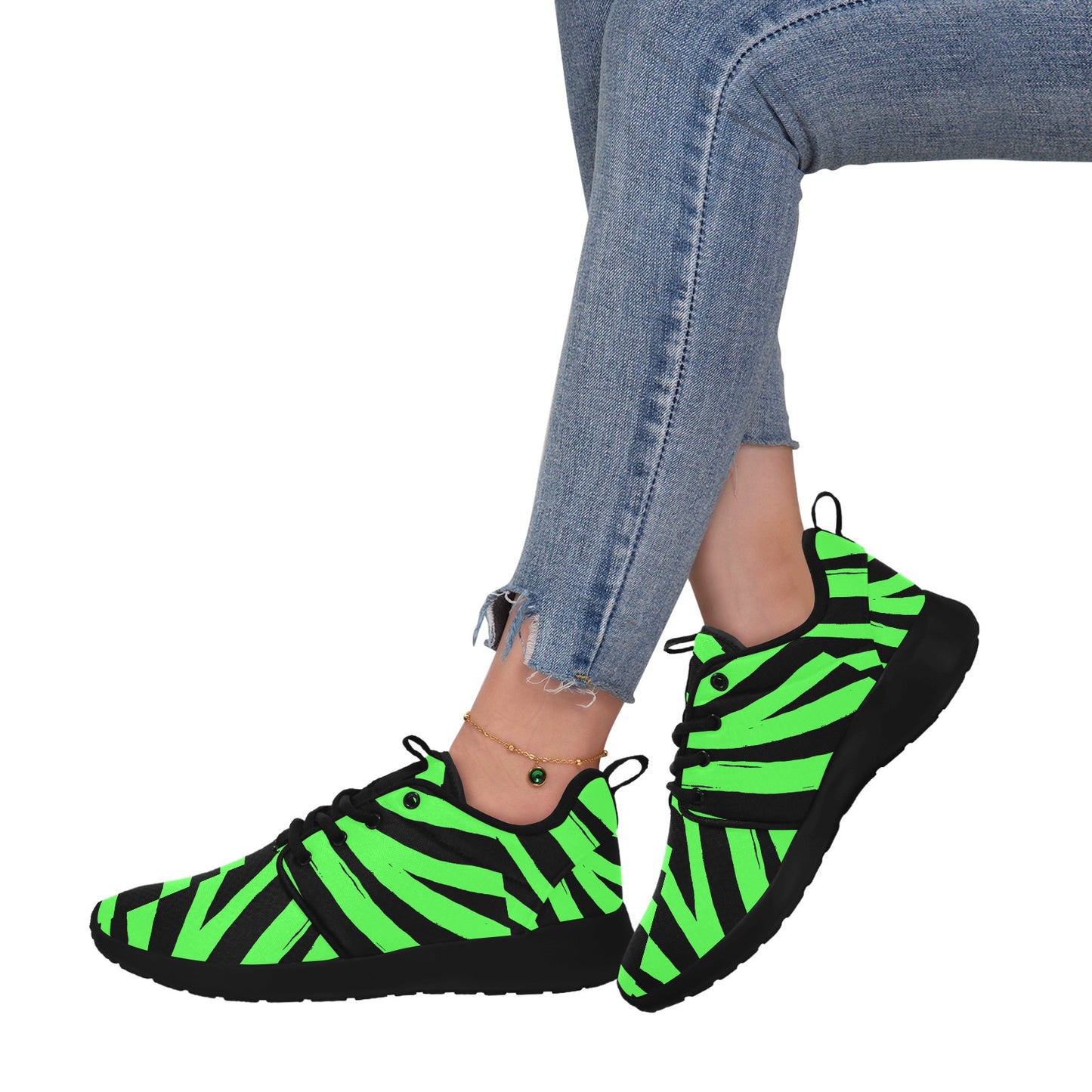 Fluorescent Green & Black Women's Pull Loop Sneakers