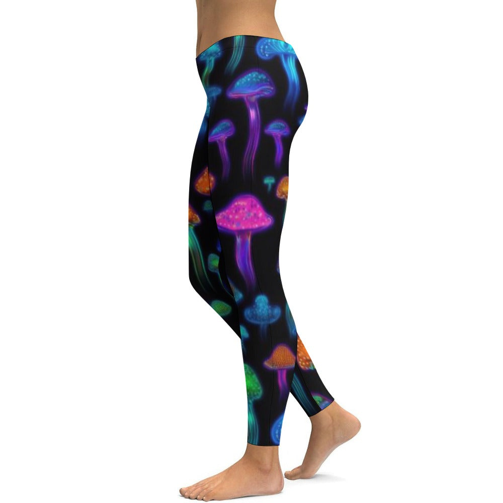 Soft Ladies Neon Mushroom Yoga Pants