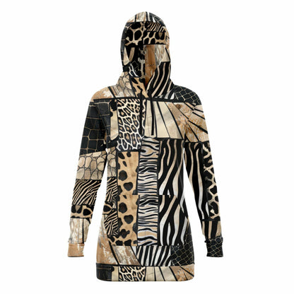 Athletic Longline Hoodie - Animal Pattern, Boho Chic Style