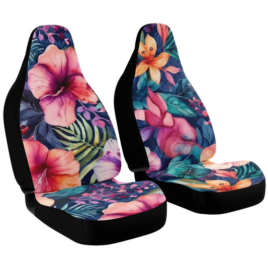 Bright Blossoms Colorful Boho Floral Print Car Seat Covers for Women, Universal Auto Fron Seat Protector Fits for Car, SUV, Sedan, Truck