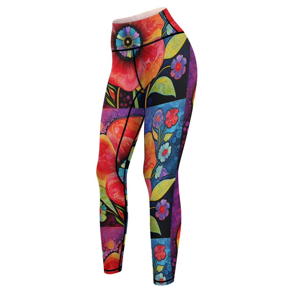 Women's Whimsical Flowers Comfort Sports Yoga Pants