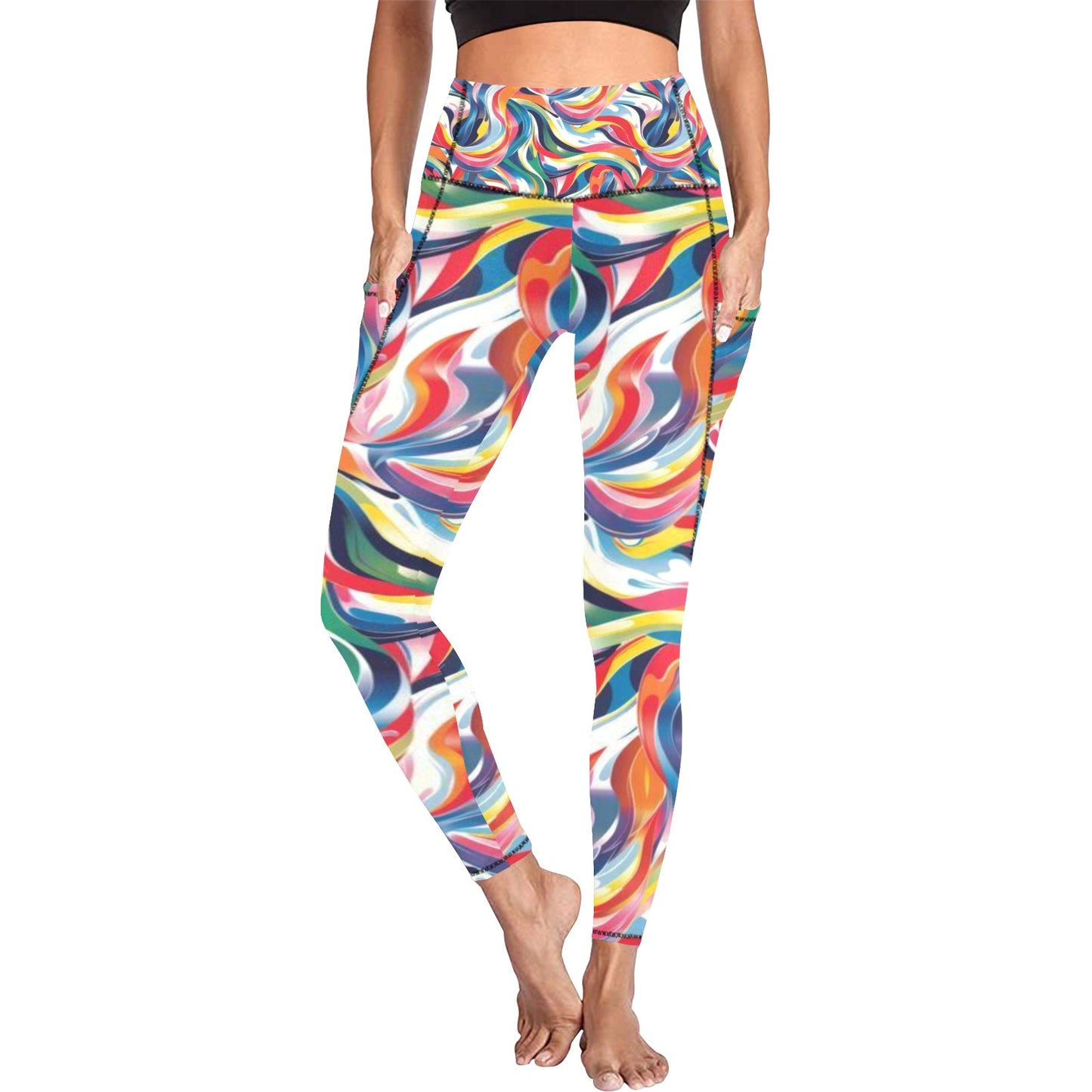 Multi Color Swirl Leggings with Pockets