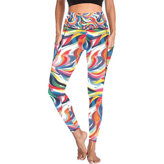 Multi Color Swirl Leggings with Pockets