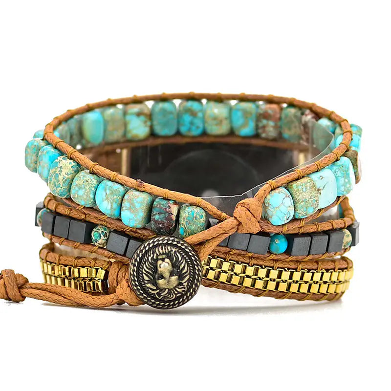 Boho Large Turquoise Bead Watch Band