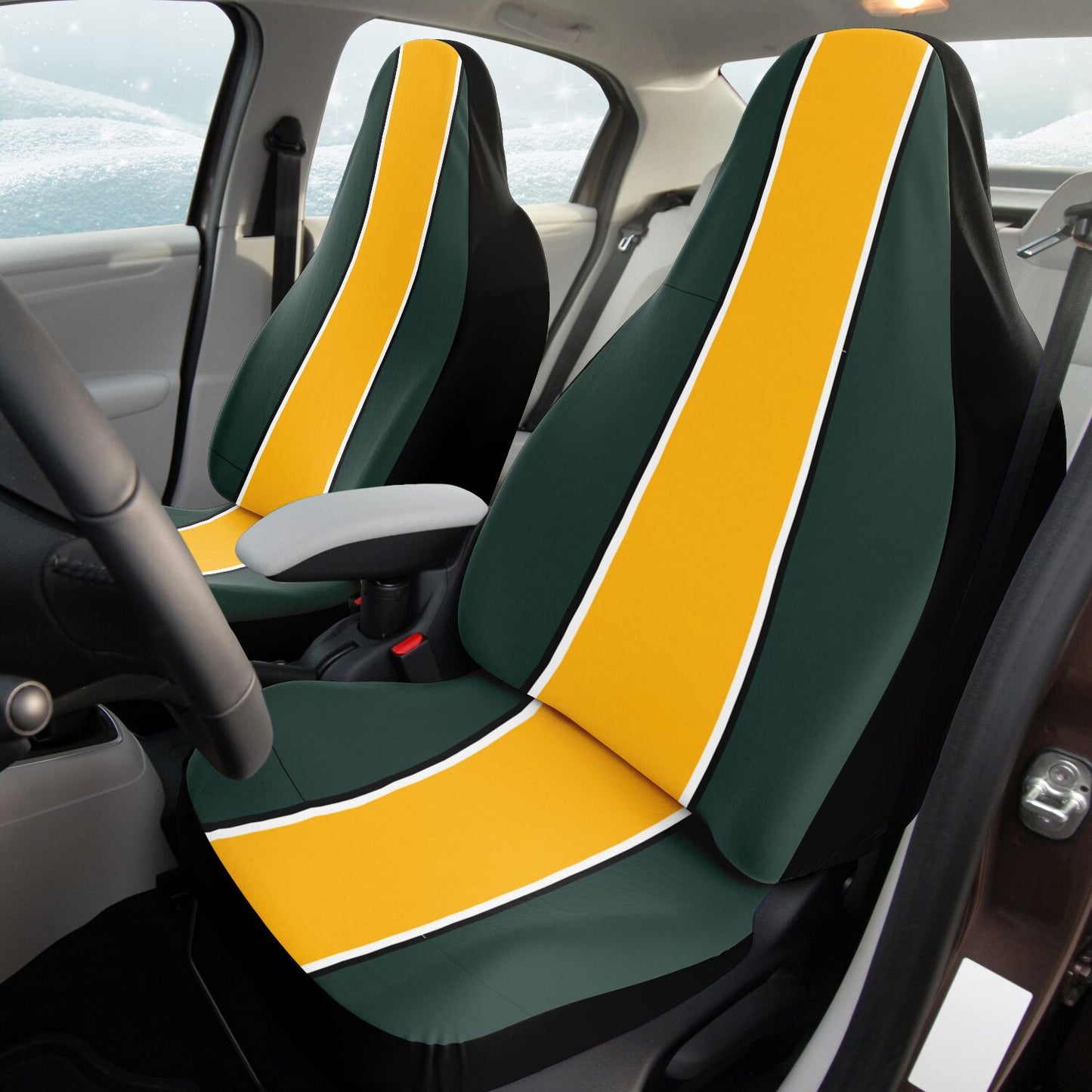 Green & Gold Car Seat Covers – Durable Classic-Inspired Auto Accessories