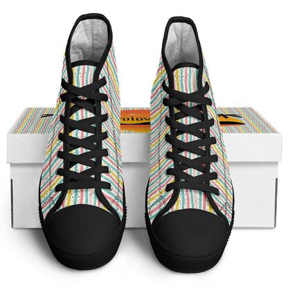 Urban Peak High Top Shoes | Whimsical Hand-Drawn Pastel Sneakers | Playful Streetwear