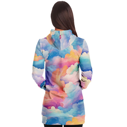 Athletic Longline Hoodie - #sky#cloud#painting#watercolor#colorful#pattern